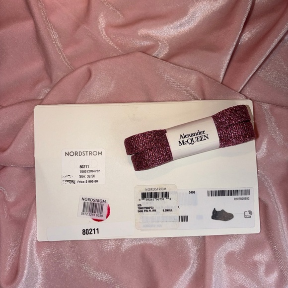 Alexander McQueen Glitter Women’s Sneakers in Printers Pink - 38.5 / 8.5 - Picture 2 of 10